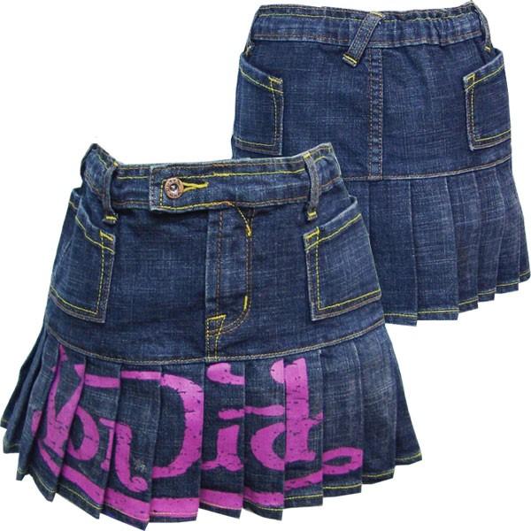 Von Dutch ミニデニムスカート Von Dutch ヴォン ダッチ キッズ 子供服 女の子 デニム プリーツ