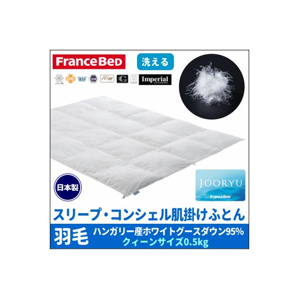 フランスベッドの肌掛けふとん 肌掛け羽毛ふとん クィーン220 210cm 布団 抗アレルギー機能 アレルa Jooryu 基準 基準 ハンガリー産ホワイトグースダウン95 布団 寝具 夏掛け Fra Sc Dk Q 羽毛ファクトリーすやすや