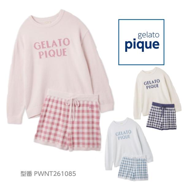 ジェラートピケ レディース  WhiteDay ロゴプルオーバー&チェックショートパンツセット ジェラピケ パジャマ gelato pique かわいい 爆買