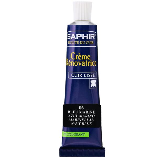 [サフィール] 革 合皮 傷隠し レノベイティング カラー 補修クリーム チューブ 25ml 革製品 革靴 レザー 着色 補色 塗装 靴 バッグ ジャケット 革小物 財布 ソファ 傷 色落ち 塗料 06 ネイビーブルー ・ベタつかず、衣服な...