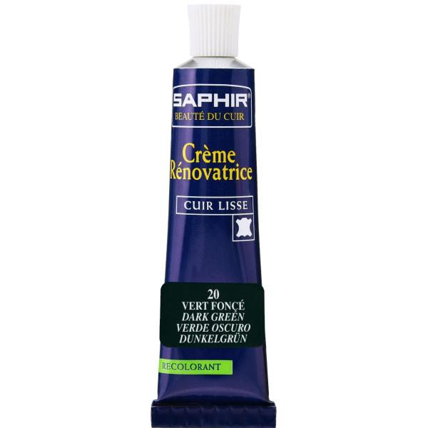 [サフィール] 革 合皮 傷隠し レノベイティング カラー 補修クリーム チューブ 25ml 革製品 革靴 レザー 着色 補色 塗装 靴 バッグ ジャケット 革小物 財布 ソファ 傷 色落ち 塗料 20 ダークグリーン ・ベタつかず、衣服な...