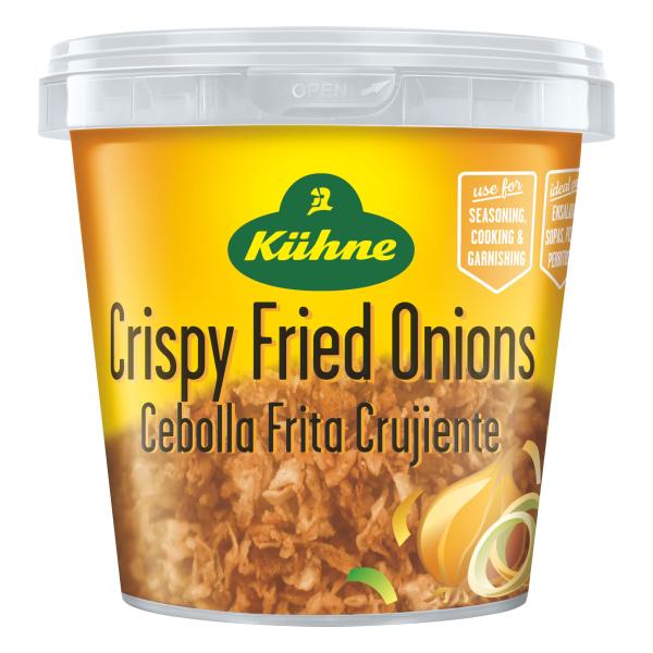 キューネ フライドオニオン ・プラスチックケース商品紹介たまねぎをカットし、小麦粉と食塩を加えて植物性オイルで揚げ、クリスピーで香ばしい味わいに仕上げてます。（ポーランド産）原材料・成分たまねぎ、植物油脂、小麦粉、食塩