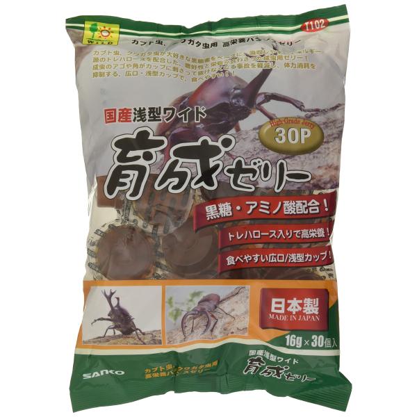 Sanko SANKO 国産 浅型ワイド育成ゼリー 30P 16グラム (x 30) ・原産国:日本・本体サイズ (幅X奥行X高さ) :27×3.5×18.5cm・本体重量:0.52kg商品紹介黒糖蜜・トレハロース・アミノ酸など、昆虫のエネ...