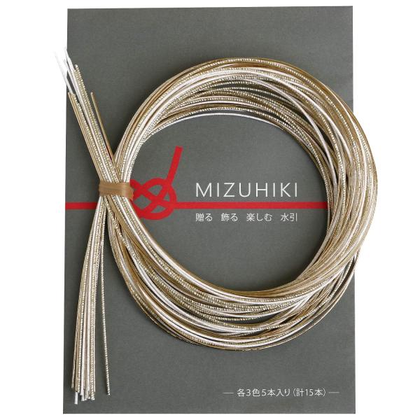 piece MIZUHIKI 水引アソートセット リーフレット付 3色各5本入 光 PHC-100-19 ・■セット内容：水引３種類(90cm)×5本…計15本・リーフレット・■日本製・■素材：和紙日本の美しい伝統工芸「水引」を、新しいクラ...