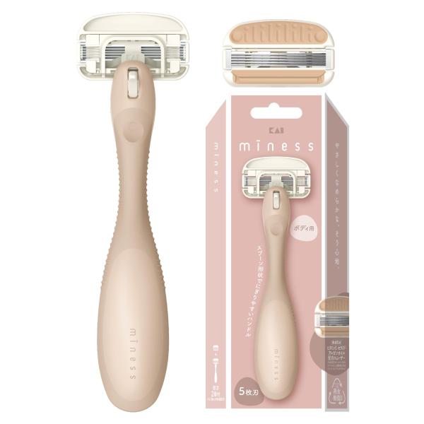 貝印 miness マイネス カミソリ ボディ用 女性 替刃 2個付 T字 ムダ毛 5枚刃 GA0130 ・3D首振り機能を搭載したシームレスフィッティングシステムRでなめらかな肌あたり商品紹介●3D首振り機能を搭載したシームレスフィッティ...