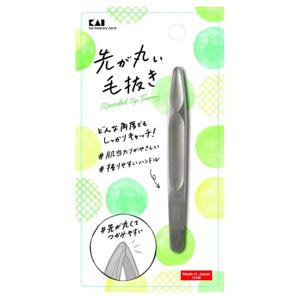 貝印 KAI 先が丸い 毛抜き 優しい肌当たり ピンセット用 広範囲 くぼみ KQ3211 ・【やさしい肌あたり】先が丸いタイプのため肌当たりがやさしくどんな角度でもしっかりキャッチできる・【広角度で抜ける】先が平らな毛抜きよりも広い角度で...