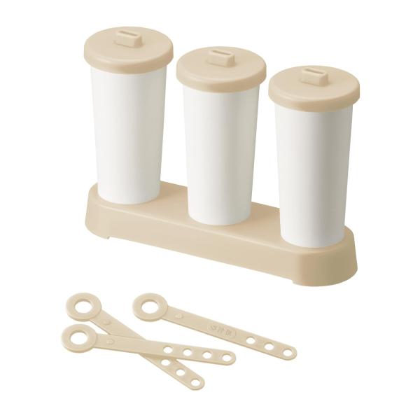 ライクイット(like-it) 製氷皿 自宅で簡単にアイスキャンディーがつくれる製氷器 アイススタンド 氷柱 ベージュ 日本製 再利用可能 STK-05 あたり棒付き ・本体サイズ：約幅16×奥行5×高さ13cm・生産国：日本・素材：本体/...