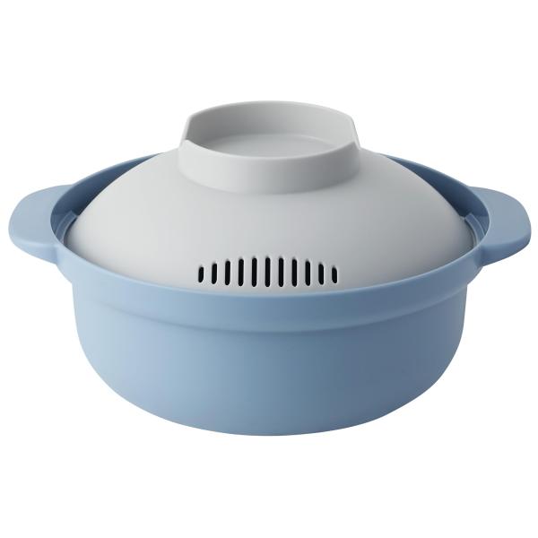 アンドエヌイー(&amp;NE) らくチン! レンジ鍋 レコポ recopo ブルー 1.5L 日本製 一人用 レシピ付き 小型 軽量 レンジ調理鍋 電子レンジ用 鍋 ラーメン パスタ NIM-118-BL 鍋、ラーメン、炊き込みご飯、雑炊...