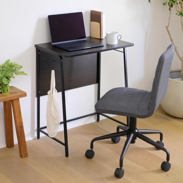 山善(YAMAZEN) デスク 組立カンタン 机 パソコンデスク 勉強机 シンプル フック2個付き 傷汚れに強い天板 幅60×奥行40×高さ70cm オフィス デスクチェア 一人暮し ダークブラウン/ブラック GSD-6040(DBR/BK...