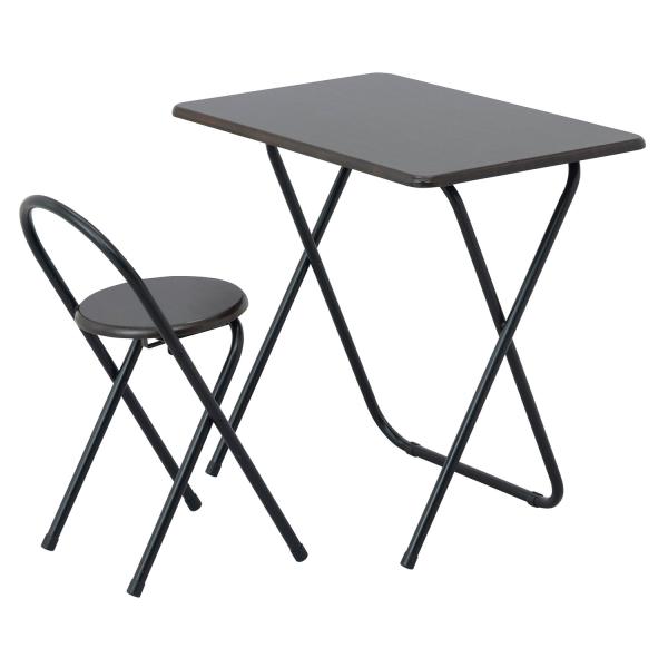 ナカバヤシ 折りたたみデスク&amp;チェア ダーク木目 FDC-101DM ・コンパクトサイズで機能的な、折りたたみデスクとチェアのセット・完成品・本体寸法:デスク/W800×D500×H710mm(折りたたみ時W800×D55×H880...