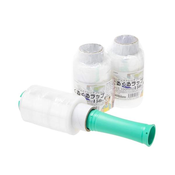 紺屋商事 【３個セット】ハンディストレッチぐるぐるラップ交換フィルム本体セット 00721155 ●【用 途】まとめたりお片付け 荷造り作業にコスパ抜群 ハンディラップ●【カラー】フィルム部分透明色 (マジックで書けます)●【フィルム材質】...