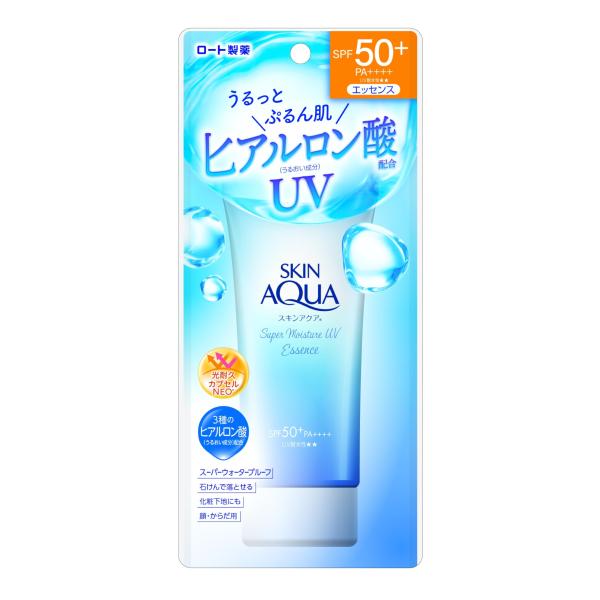 スキンアクア(SKIN AQUA) スーパーモイスチャーエッセンス 日焼け止め SPF50+ PA++++ 80g 商品紹介リッチなうるおいの使用感続くエッセンスタイプの日やけ止め。ヒアルロン酸Naと超低分子ヒアルロン酸が肌表面と角層深くで...