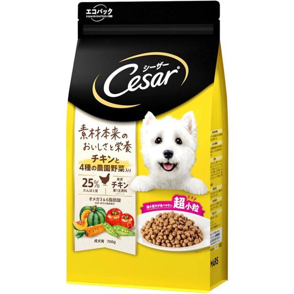 ドッグフード シーザードライ チキンと4種の農園野菜入り 成犬用 超小粒 700g