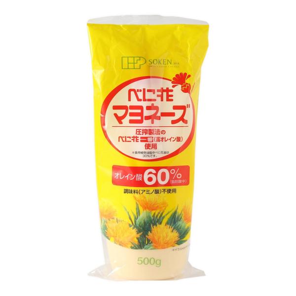 創健社 べに花オレインマヨネーズ 500g 商品紹介べに花一番(高オレイン酸タイプ)油を使用しております。オレイン酸が60%(脂肪酸組成中)含まれています。オレイン酸は健康保持機能が期待できる脂肪酸として注目されています。調味料(アミノ酸等...