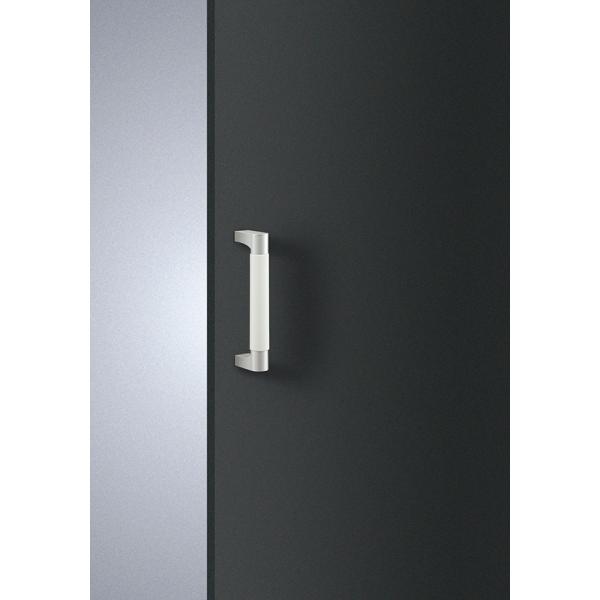ドアハンドル T261-57-079 L206 ABS ホワイト+ユニキャスト シルバー ユニオン UNION 1セット(内外) 防静電 屋内用 ガラスドア使用不可 おしゃれ 直送S,MT