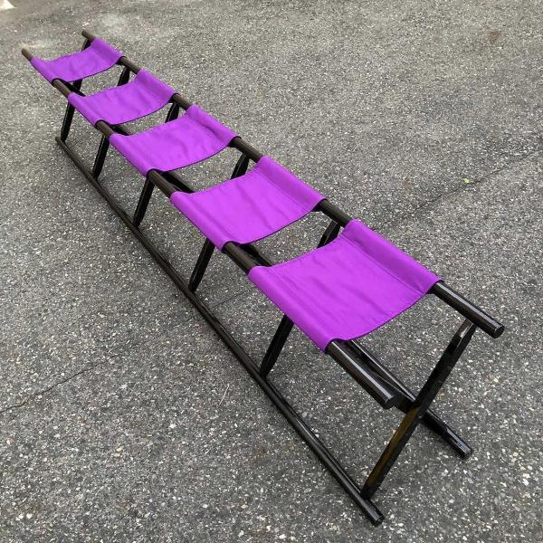 ５人掛角胡床　黒塗紫布