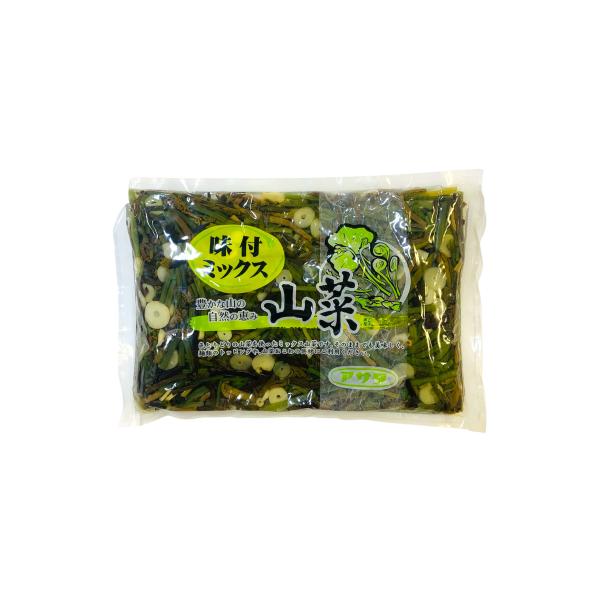 豊かな山の自然の恵み色とりどりの山菜を使ったミックス山菜です。そのままでも美味しく、麺類のトッピングや、山菜おこわの具材にご利用ください。（外装より抜粋）