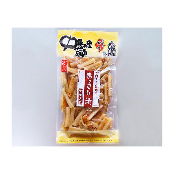 国産ごぼうを食べやすい大きさに揃え昆布と生姜で、あっさりと漬け込みました。ごぼうの風味を生かした仕上がりとなっております。お酒のお供に、毎食前にどうぞ。製品名：ごぼうと昆布の あっさり漬180ｇ（惣菜）型番：051-02メーカー：スズマン本...