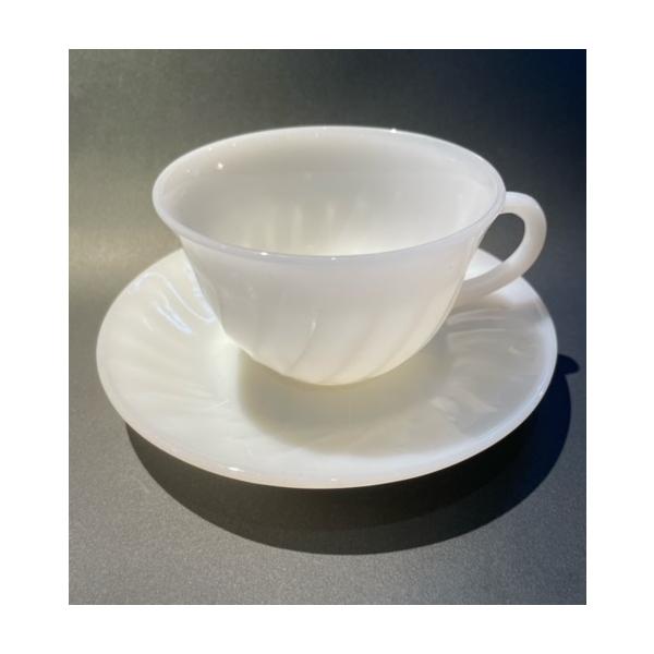 ファイヤーキング スワール カップアンドソーサー 3色セット FIRE KING ファイヤーキングFireKingカップ&ソーサー アイボリー