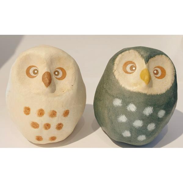 ふくろう置物2セット ROUND SQUARE インテリア 紙工芸 No2 : Toys雑貨