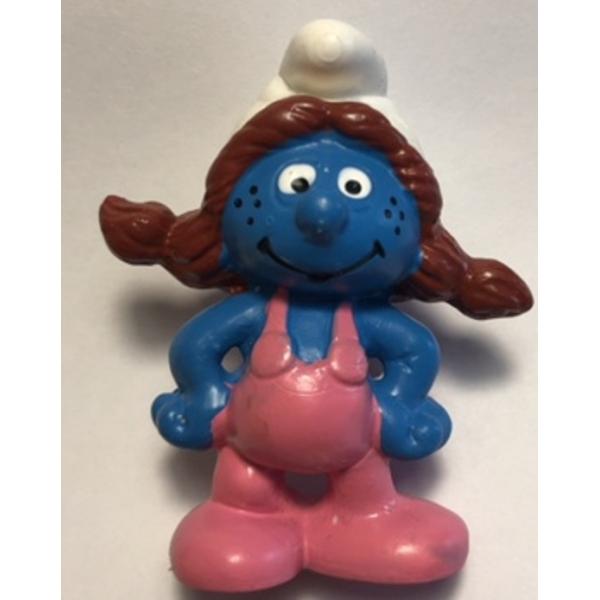 スマーフSMURFS サセット ピンクのオーバーオール 三つ編み女の子