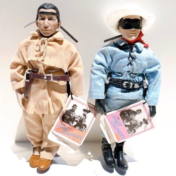 フィギュア2体セット "The LONE RANGER" 布製フィギュア(ソフビ部もあり。) 1990年 デットストック品 インディアン風 カーボーイ風 輸入品