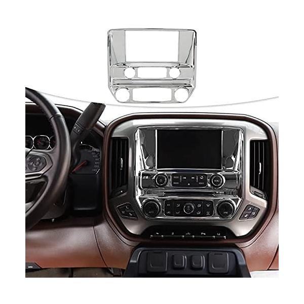 人気アイテムRT-TCZ Navigation Screen Center Control Dashboard Center Console Panel Trim Cover ABS Decoration Interior Accessories for Chevrolet Silverad
