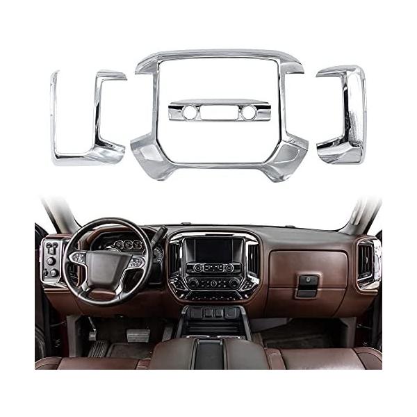 人気アイテムRT-TCZ Center Console Dashboard Air Vents Outlets Panel Navigation Screen Trim Cover Interior ABS Accessories for Chevrolet Silverado GMC Si