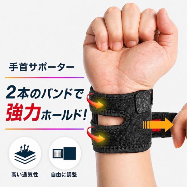 手首サポーター 腱鞘炎 水仕事 tfcc 医療用 おしゃれ マジックテープ バドミントン テニス 固定 加圧 女性 男性
