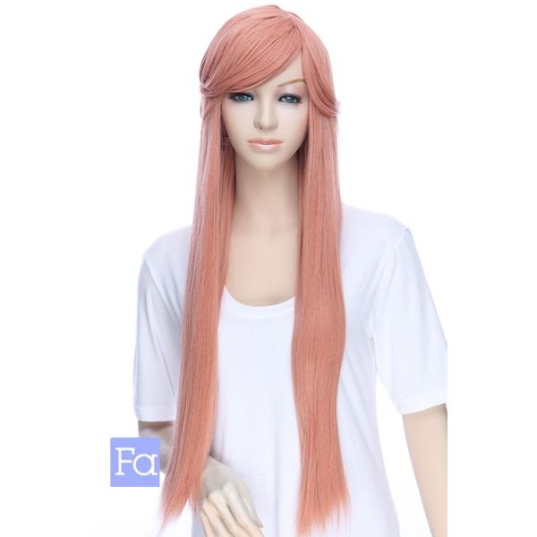 ロングストレート77cm「サーモンピンク」「ウィッグネット付」コスプレ
