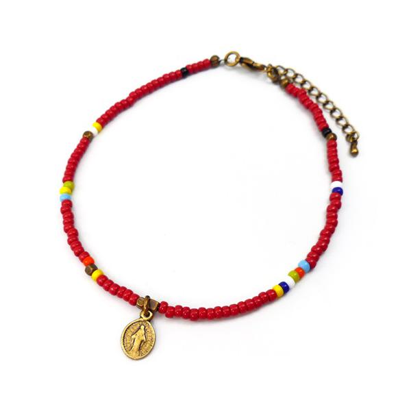 送料無料 アンクレット メンズ 男性用 マリア 聖母 コイン レッド 赤 マルチカラー ビーズ ミサンガ ブレス ブレスレット アンクル 足首 Ank97 おしゃれ Buyee 日本代购平台 产品购物网站大全 Buyee一站式代购 Bot Online
