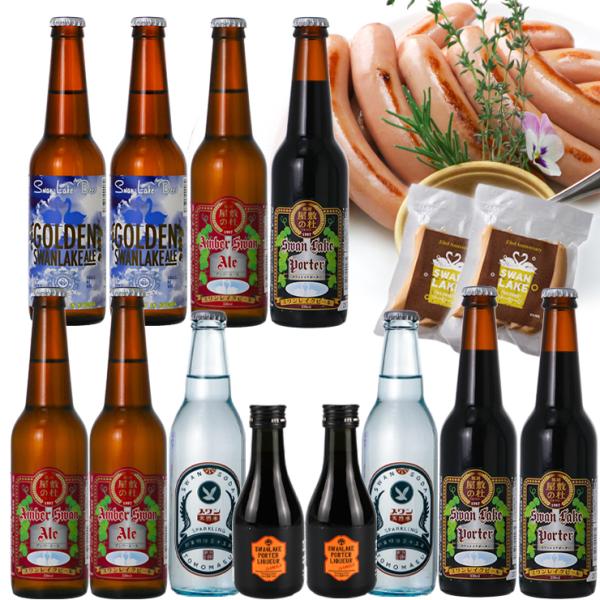ビール ギフト クラフトビール  飲み比べ 金賞ビール ワンランク上のハイボールセット Wソーセージ リキュール&スワン炭酸水入り