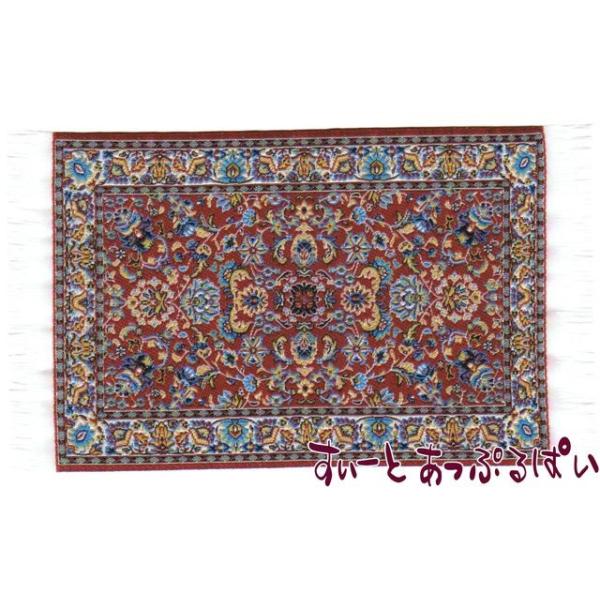 トルコ製のドールハウス用ミニチュアラグです。柄はプリントではなく、機械織りで表現されています。左右の端には、白いフリンジが付いています。大きさは100ｘ150ｍｍです（両端のフリンジの部分含まず）。厚みは意外にありませんので、コースターなど...