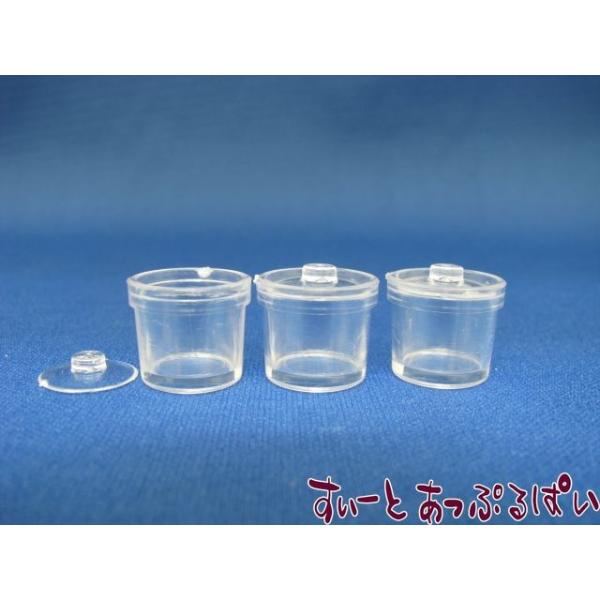 【ラベル無し】　プラスチック製の透明なキャニスター３個セットです。蓋は外せますが、密閉性はありません。ラベルも貼られていないので、お好みでお使いくださいね！中に入れるフードを手作りするのも楽しいですね！サイズ：直径約14ｍｍ（外寸）、高さ約...