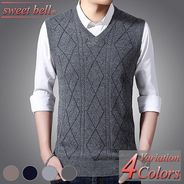 ニットベスト メンズ ベスト ニット 大きいサイズ ジレ カジュアル ビジネス スクール Vネック 丸首 おしゃれ U1d236 p75c Sweet Bell メンズ店 通販 Yahoo ショッピング