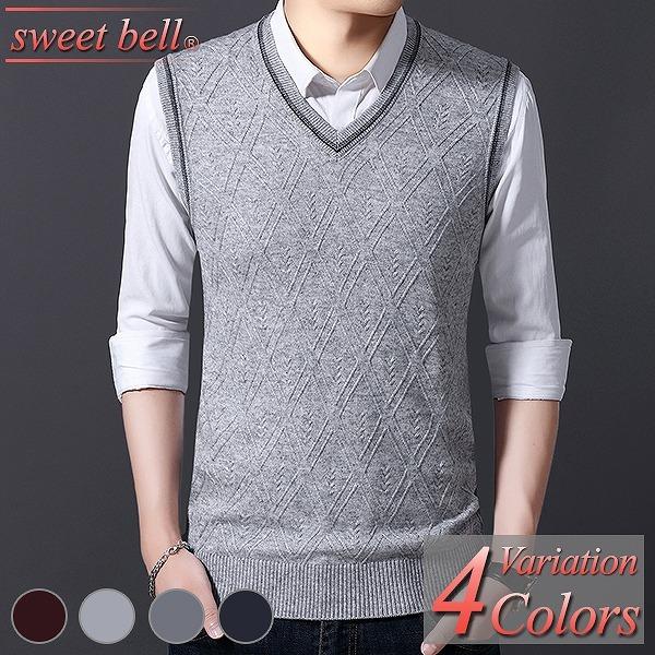 ニットベスト メンズ ベスト ニット 大きいサイズ ジレ カジュアル ビジネス スクール Vネック 丸首 おしゃれ U1d236 p75c Sweet Bell メンズ店 通販 Yahoo ショッピング