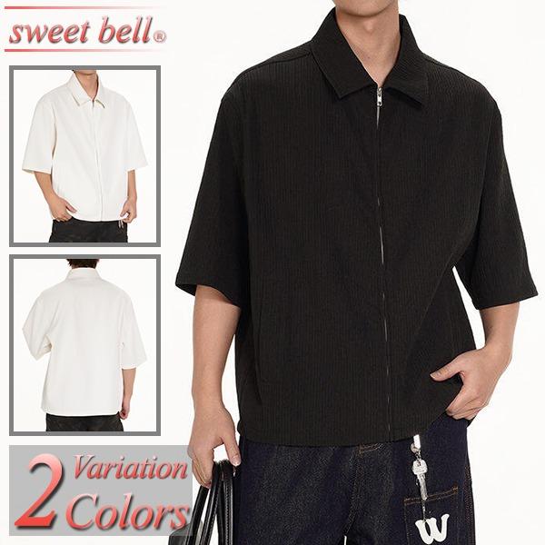 sweet bell シャツ メンズ 半袖 ジップシャツ カジュアルシャツ 春 夏