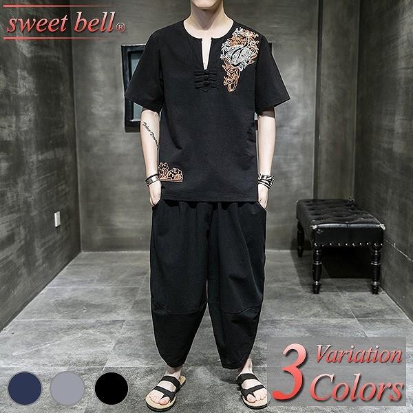 甚平 メンズ 半袖 作務衣 夏用 男性用 麻 浴衣 着物 刺繍 部屋着 夏祭り 花火大会 しじら織り おしゃれ 大きいサイズ セットアップ Sambalrestaurant Pl