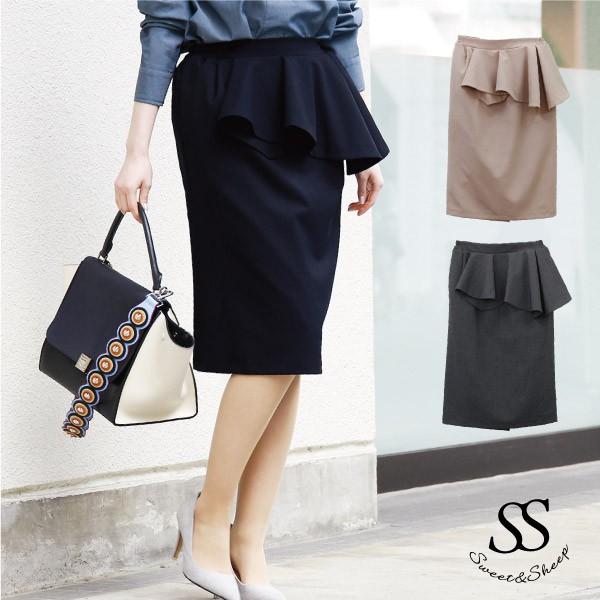 スカート ペプラム タイトスカート きれいめ 大人 上品 レディース Sweet Sheep 通販 Yahoo ショッピング