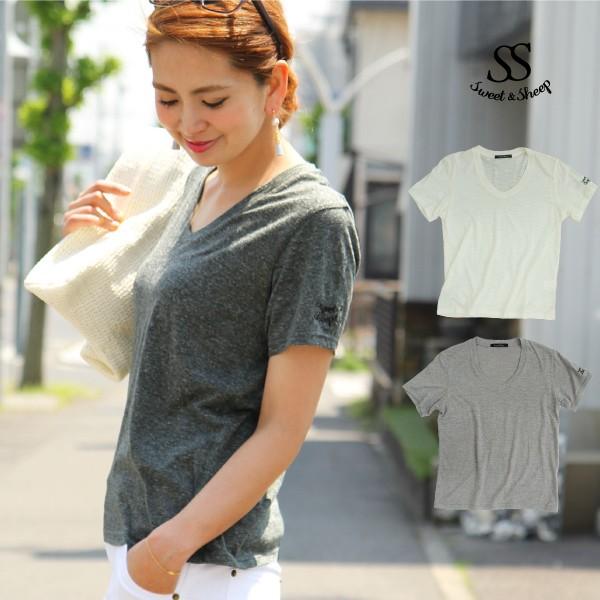 ｔシャツ レディース 半袖 カットソー 袖 ロゴ ロゴｔ マリン ｖネック スラブ インナー すけ感 きれいめ 大人 シンプル Sweet Sheep レディース フォーマル 通販 Yahoo ショッピング