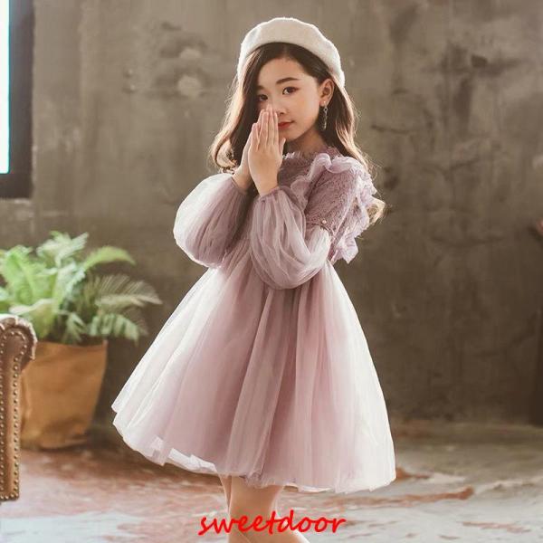 チャコット製衣装 レースワンピース　(ジュニア)L Lサイズ 子供服 ワンピース キッズ 女の子 秋着 長袖 レースワンピース 膝丈 白
