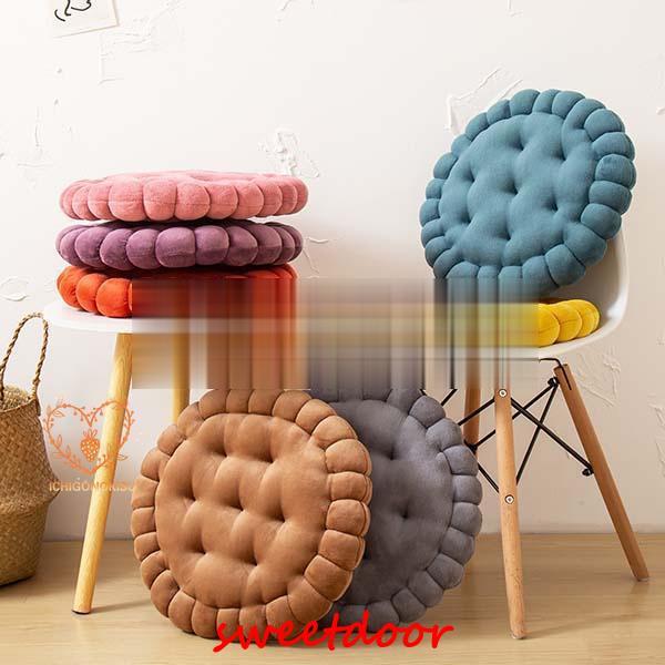 座布団 クッション 椅子用 42×42cm 北欧 フロアクッション 丸形 厚手