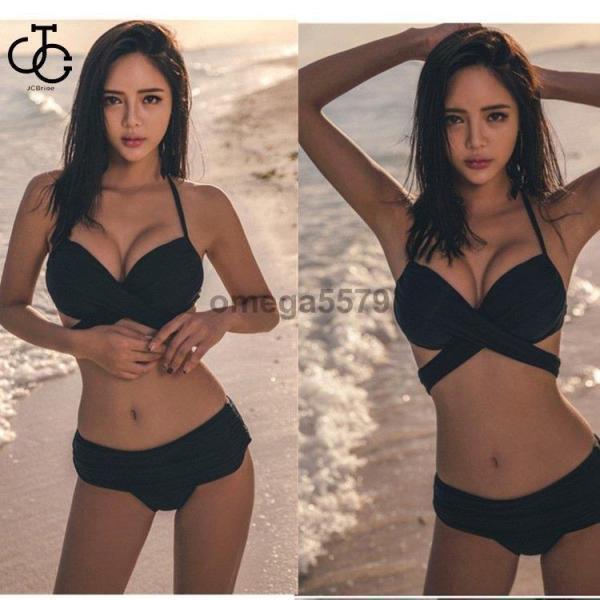 水着 レディース ビキニ 40代 50代 白 黒 スイムウェア Vネック 安い