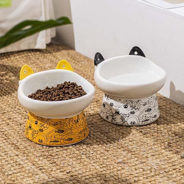 猫 食器 スプーン付き 傾斜 陶器 フードボウル 猫用 犬用 食べやすい