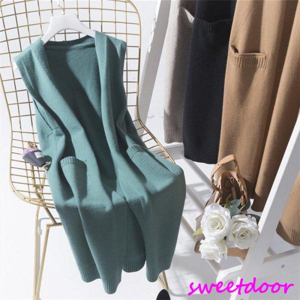 美品！ellie ノースリーブロングジレ ベスト ニットベスト レディース ノースリーブ ロングジレ トレンチベスト