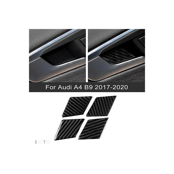 互換品 車インナードアハンドルボウルカバートリムステッカーカーボンオートインテリアアクセサリー アウディ A4 B9 2017 2018 2019 2020