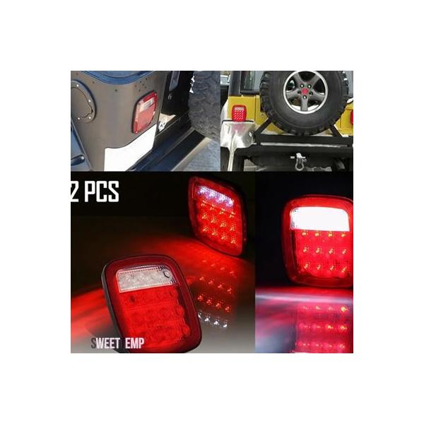 互換品 LEDリアライトストップテールリバースランニングブレーキライセンスライトラングラーTJ JK用トラックトレーラーボートテールライト ジープ CJ