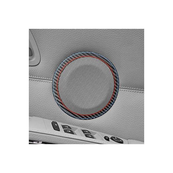 互換品 シリーズ3用 スピーカーオーディオパネル カーボンファイバー製トリム装飾ステッカー BMW E90 E92 E93 カーインテリア ドアホーンリング