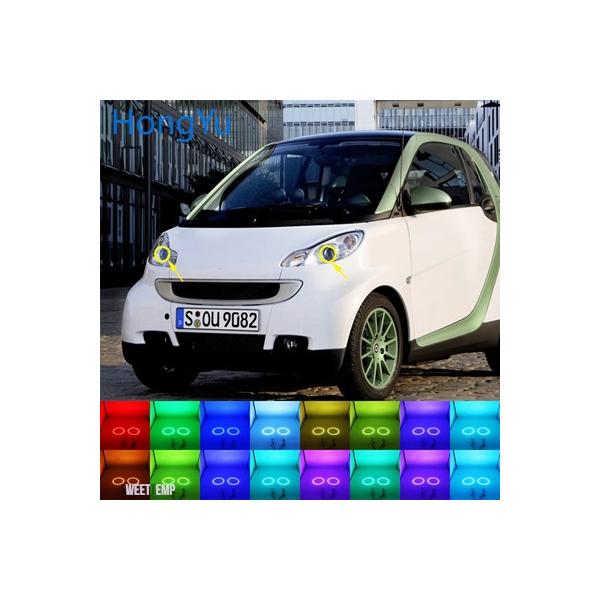 互換品 ヘッドライトマルチカラー LED アクセサリー W451 MK2 2008 2014 RGB エンジェルアイズリングアイ DRL RF リモコンスマート