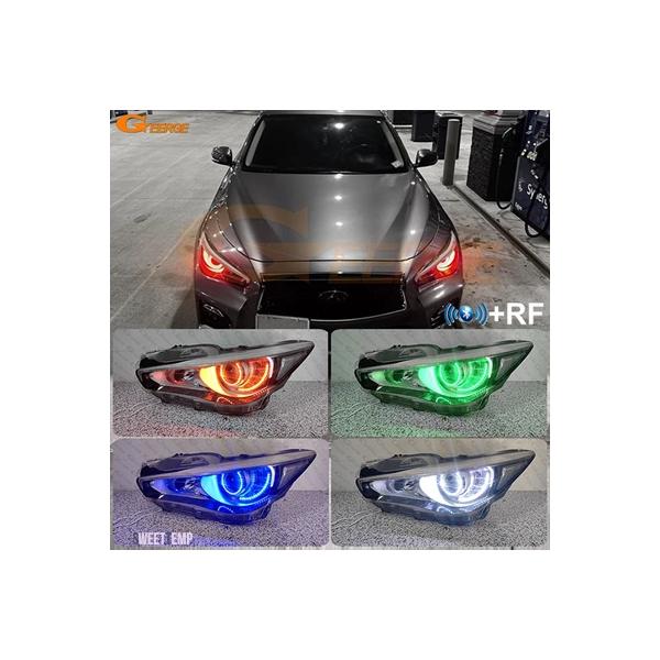 互換品 LED エンジェルアイズキットハローリング 日産 Q50 V37 Q70 Q70L Y51 インフィニティ スカイライン BLUETOOTH アプリ超高輝度マルチカラー RGB